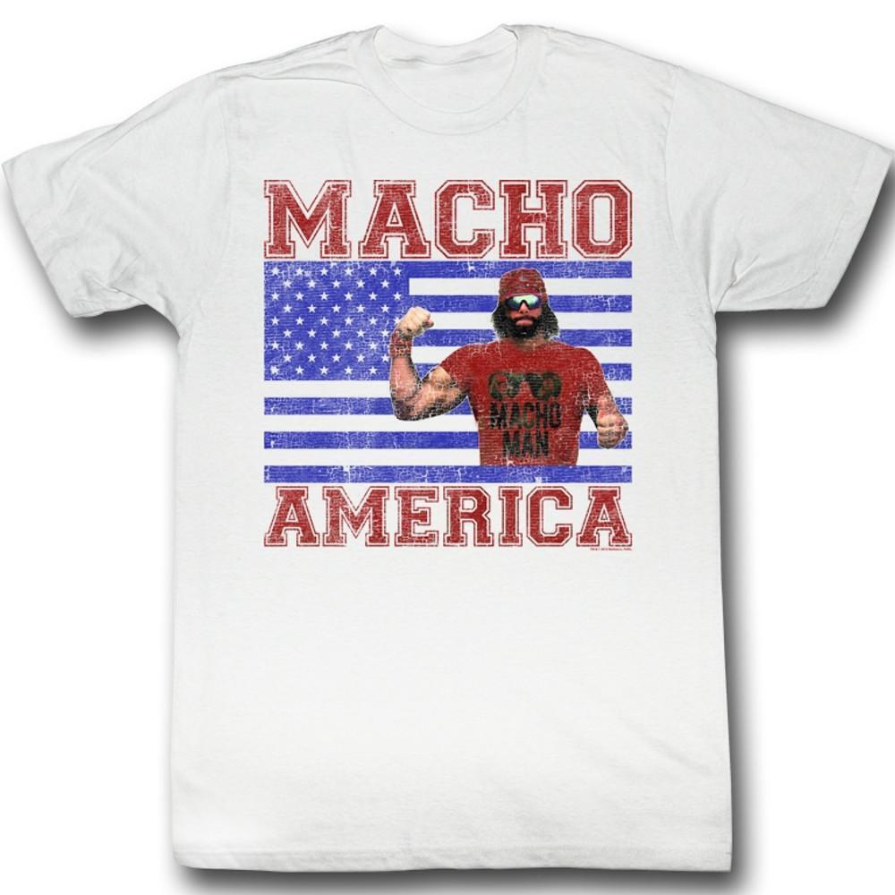 Macho Man Macho America White Adult T Shirt
